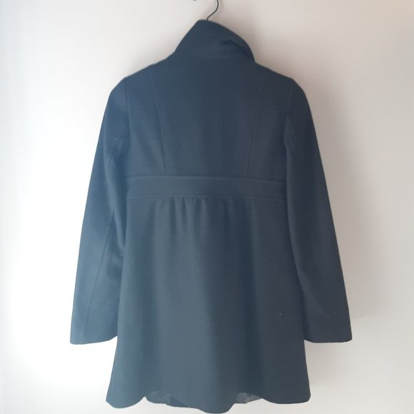 Stile Benetton Black Mid-length Wool Pea Coat Jacket | Size XS / Small - Picture 6 of 12